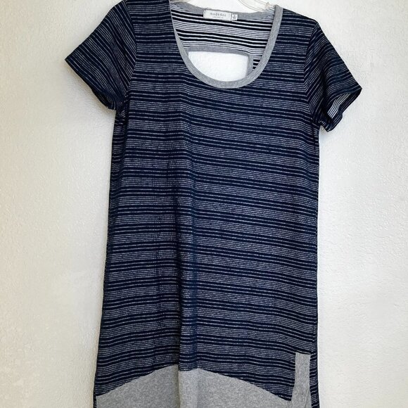 MODODOC Blue & Gray  Asymmetrical Ribbed Jersey Knit Casual Dress Size Small - Picture 1 of 8